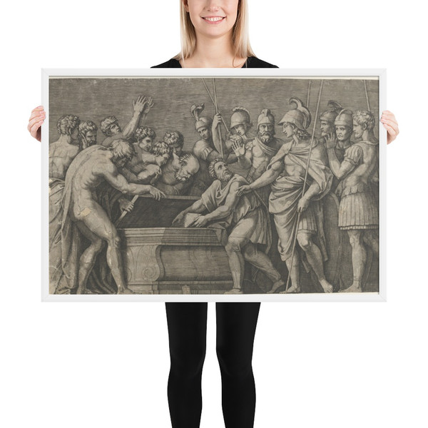 Alexander the Great commanding that the work of Homer be placed in the tomb of Achilles - Marcantonio Raimondi - ca. 1500–1534 - Photo Paper Framed Poster Museum quality 7742635
