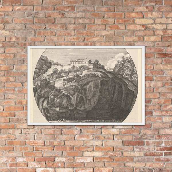 Landscape with a house on cliffs - Wenceslaus Hollar - 1646 - Matte Paper Framed Poster Museum quality 7741110