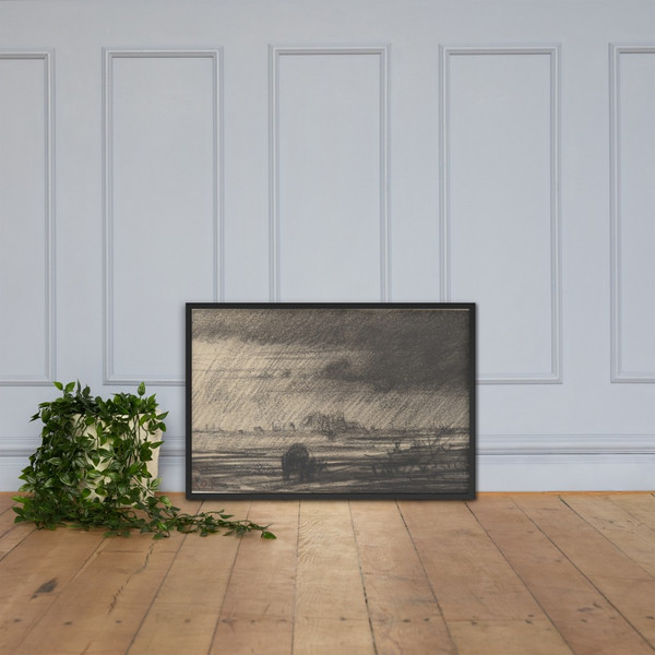 Landscape in a Storm - Charles-François Daubigny - ca. 1860 - Matte Paper Framed Poster Museum quality 7743847