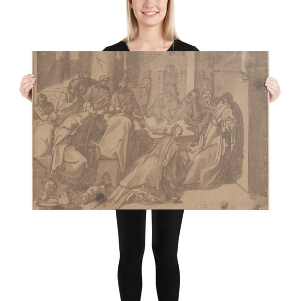 Mary Magdalen Annointing the Feet of Christ - Raffaellino da Reggio (Raffaello Motta) - 1570–1573 - Photo Paper Poster Museum quality 7746029