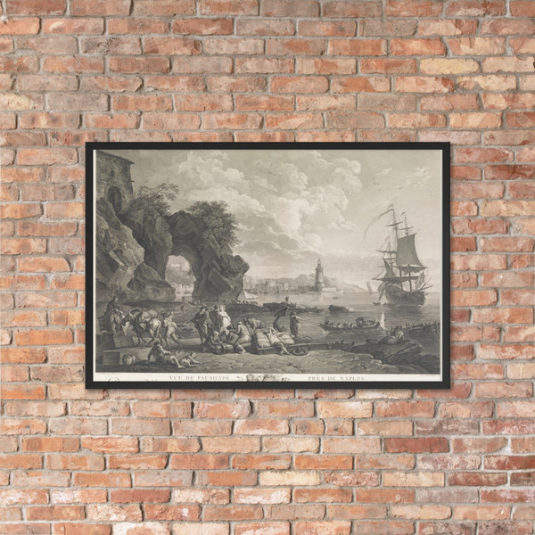 Vue de Pausilype Près de Naples - Robert Daudet - 1785 - Photo Paper Framed Poster Museum quality 7741337