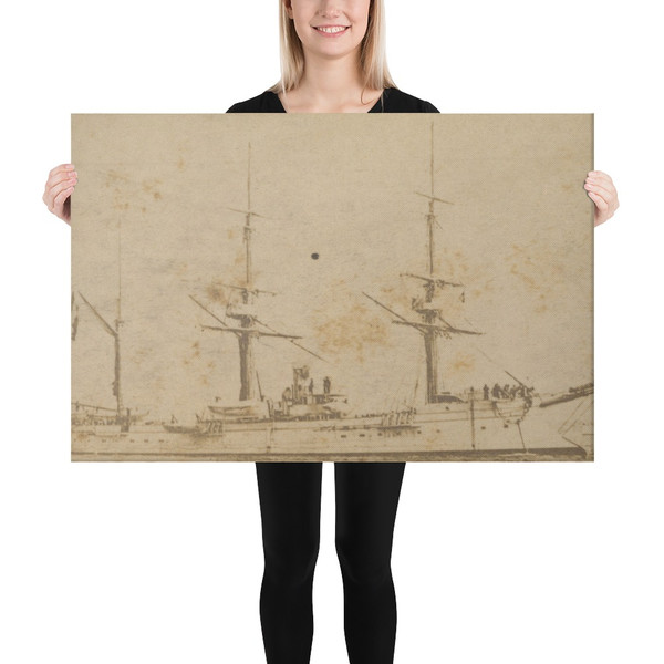 Hussard, France, from the Famous Ships series (N50) for Virginia Brights Cigarettes - Allen & Ginter - 1895 - Canvas Museum quality 7723857