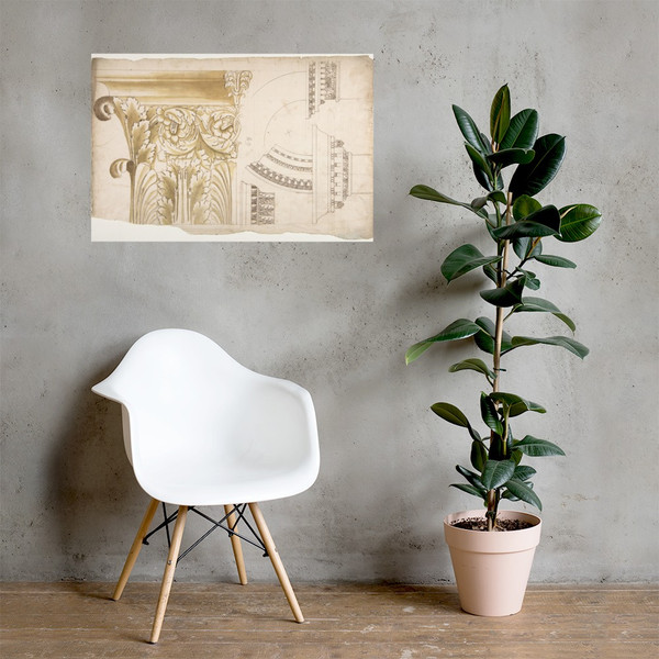 Arch of Septimius Severus, pilaster capital, elevation; impost and arch elevation; detail (recto) blank (verso) - Anonymous, French, 16th century - early to mid-16th century - Photo Paper Poster Museum quality 7738200