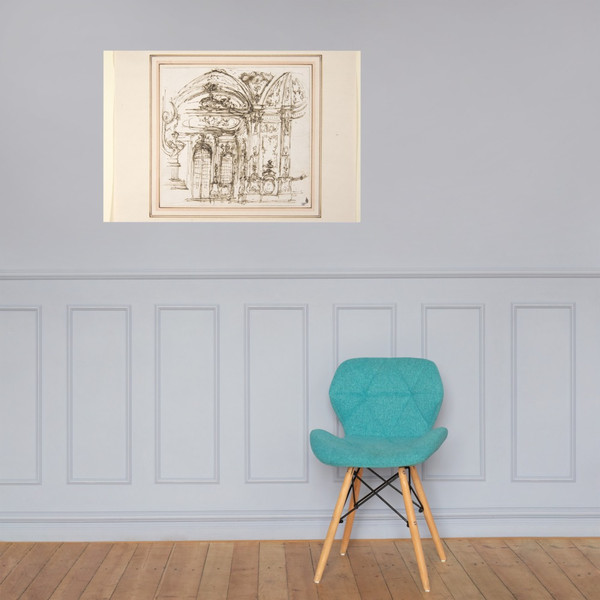 Design for a Stage Set: Highly Decorated Interior of a Palace - Giuseppe Valeriani - 1740–1770 - Photo Paper Poster Museum quality 7741143