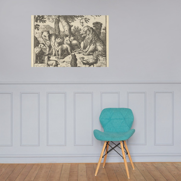 Renard Exonerates Himself of His Crimes Before the Lion from Hendrick van Alcmar's Renard The Fox - Allart van Everdingen - 1650–75 - Photo Paper Poster Museum quality 7725390