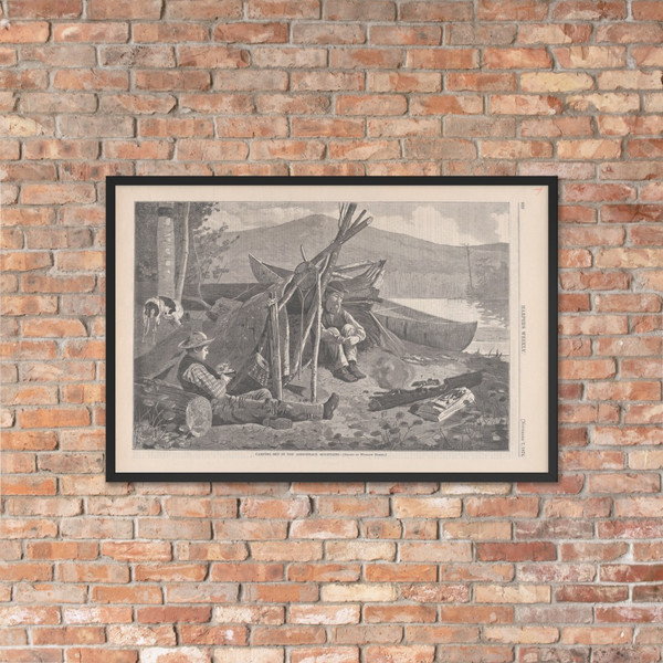 Camping Out in Adirondacks (Harper's Weekly, Vol. XVIII) - Winslow Homer - November 7, 1874 - Photo Paper Framed Poster Museum quality 7738867