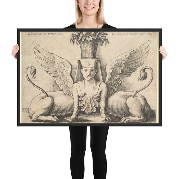 Sphinx with Two Bodies - Wenceslaus Hollar - 1652 - Photo Paper Framed Poster Museum quality 7741183