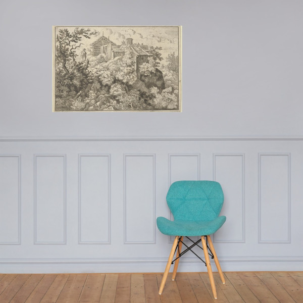 The Three Cottages on the Hill - Allart van Everdingen - 17th century - Paper Poster Museum quality 7724429