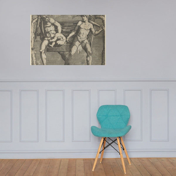 Two Fauns Carrying a Child - Anonymous, Italian, 16th to early 17th century - ca. 1500–1600 - Paper Poster Museum quality 7744965