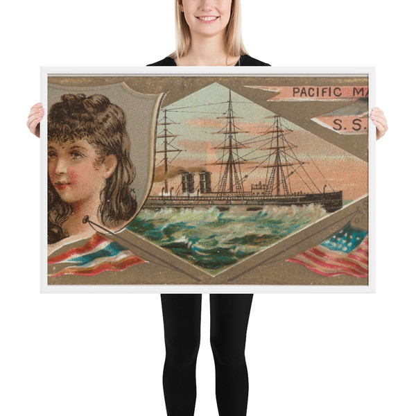 Steamship City of Peking, Pacific Mail Steamship Company, from the Ocean and River Steamers series (N83) for Duke brand cigarettes - W. Duke, Sons & Co. - 1887 - Photo Paper Framed Poster Museum quality 7737685