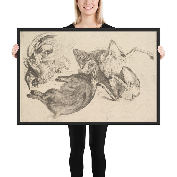 Boar, deer, heron and other game - Wenceslaus Hollar - 1647 - Photo Paper Framed Poster Museum quality 7739020