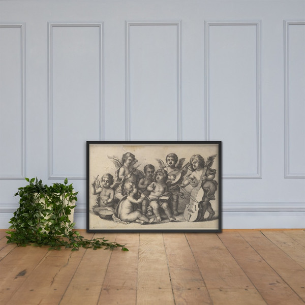 Concert of cherubs on Earth - Wenceslaus Hollar - 1646 - Photo Paper Framed Poster Museum quality 7738989
