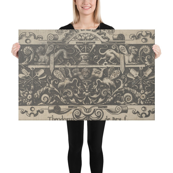 Frieze with a Putto Holding a Platform - Theodor de Bry - 1580–1600 - Canvas Museum quality 7737441