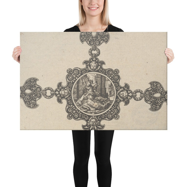 Design for a Brooch with Jael Killing Sisera - Johann Theodor de Bry - 1580–1600 - Canvas Museum quality 7737698