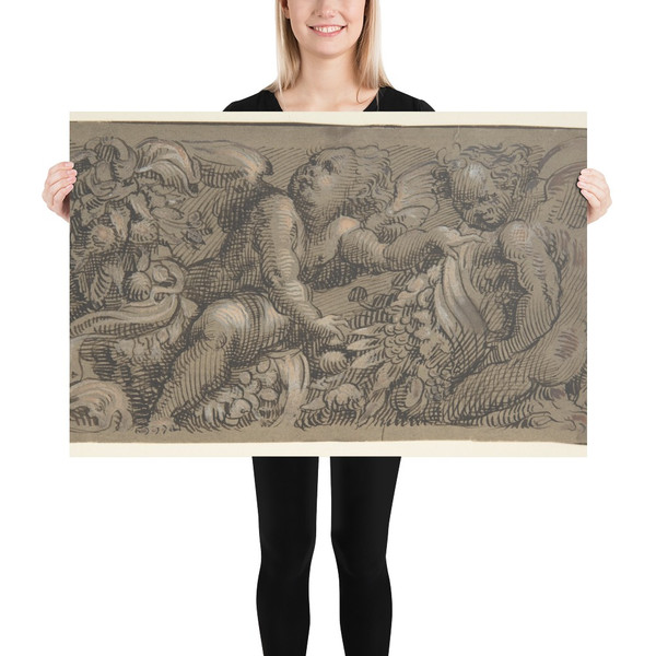 Frieze with Putti - Anonymous, Italian, 19th century - 1800–1900 - Paper Poster Museum quality 7738808