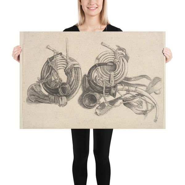 Five hunting horns - Wenceslaus Hollar - 1647 - Paper Poster Museum quality 7738983