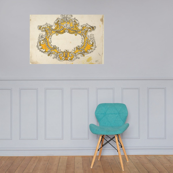 Rococo Cartouche with Cherubs - Anonymous, Italian, 18th century - 18th century - Paper Poster Museum quality 7742202