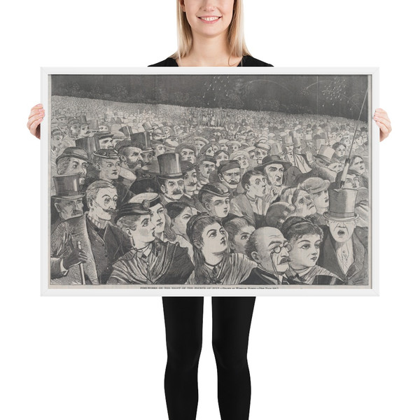 Fire-Works on the Night of the Fourth of July (Harper's Weekly, Vol. XII) - Winslow Homer - July 11, 1868 - Matte Paper Framed Poster Museum quality 7743327