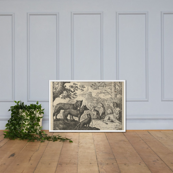 Renard's Parents Ask to Withdraw from the Court from Hendrick van Alcmar's Renard The Fox - Allart van Everdingen - 1650–75 - Matte Paper Framed Poster Museum quality 7725023