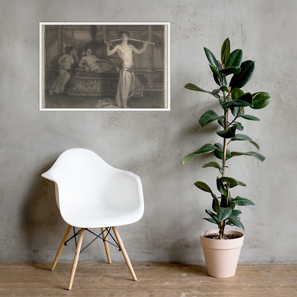 Two Women in an Interior Listening to a Young Musician in Antique Times - Kristian Zahrtmann - 1902 - Photo Paper Framed Poster Museum quality 7742269