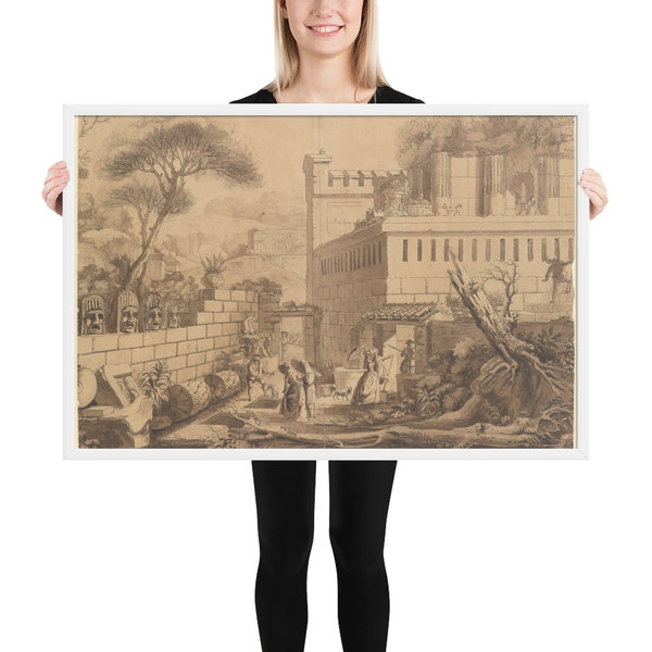 Visitors Inspecting Classical Ruins - Louis Jean Desprez - n.d. - Matte Paper Framed Poster Museum quality 7747152