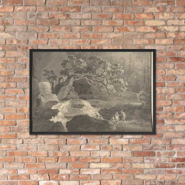 Landscape with Waterfall - Friedrich Wilhelm Gmelin - 18th–early 19th century - Matte Paper Framed Poster Museum quality 7740108