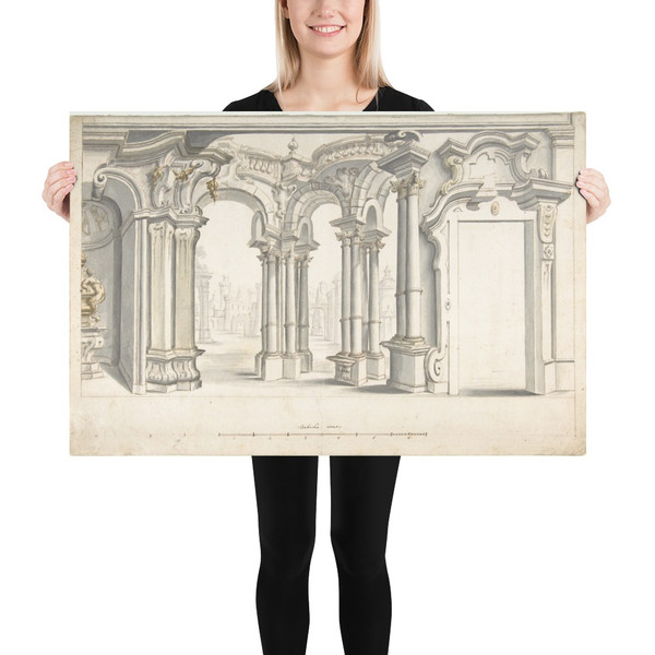 Design for a Painted Perspective Wall Decoration - Anonymous, Italian, Piedmontese, 18th century - 1700–1780 - Paper Poster Museum quality 7745316