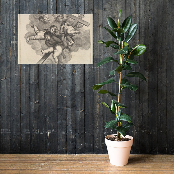 Four cherubs carrying a cross - Wenceslaus Hollar - 1640–52 - Photo Paper Poster Museum quality 7738991