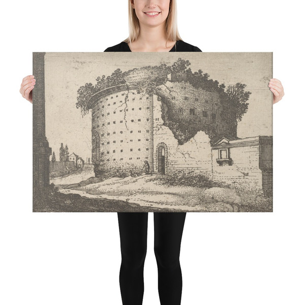 Ruins of a round building - Wenceslaus Hollar - 1673 - Canvas Museum quality 7740035