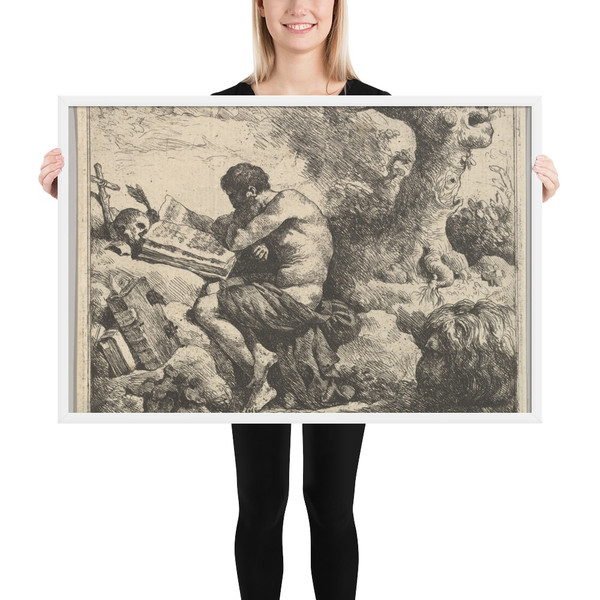 St. Jerome in a Landscape - Jean Jacques Lagrenée - 1762–63 - Matte Paper Framed Poster Museum quality 7747755