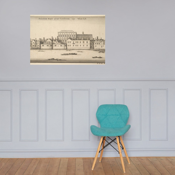Palatium Regis prope Londinum, vulgo White-hall (Royal Palace of Whitehall, London) - Wenceslaus Hollar - ca. 1647 - Paper Poster Museum quality 7740185