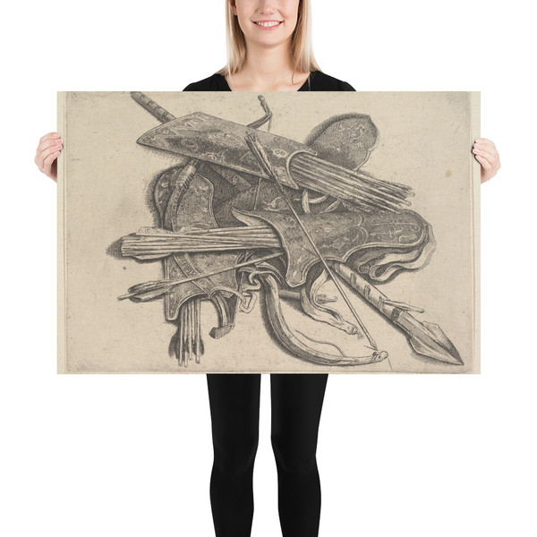 Bows, quivers and a spear - Wenceslaus Hollar - 1647 - Paper Poster Museum quality 7741841
