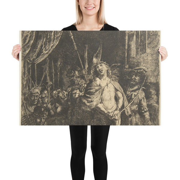 Christ Before Pilate: The Large Plate (copy in reverse of center) - Rembrandt (Rembrandt van Rijn) - n.d. - Paper Poster Museum quality 7738188
