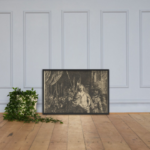 Christ Before Pilate: The Large Plate (copy in reverse of center) - Rembrandt (Rembrandt van Rijn) - n.d. - Matte Paper Framed Poster Museum quality 7738199