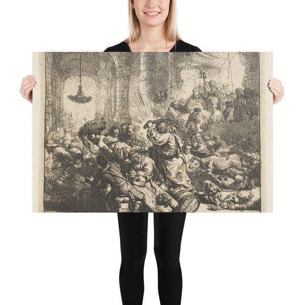 Christ Driving the Money-Changers from the Temple - Rembrandt (Rembrandt van Rijn) - 1635 - Paper Poster Museum quality 7737674