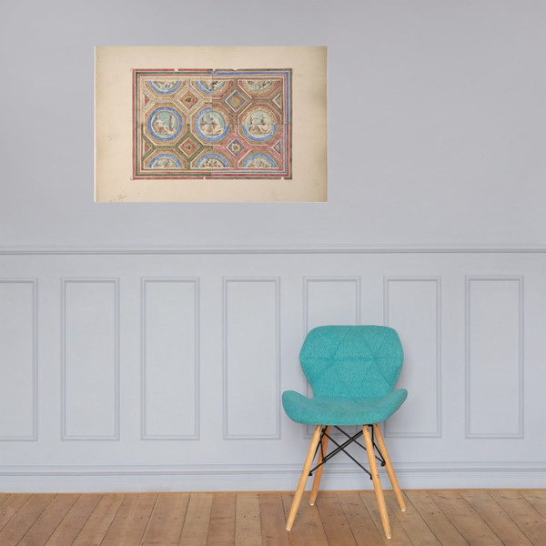 Design for Coffered Ceiling in Four Alternate Color Schemes, Empress Eugenie's Hotel - Jules-Edmond-Charles Lachaise - second half 19th century - Paper Poster Museum quality 7738398