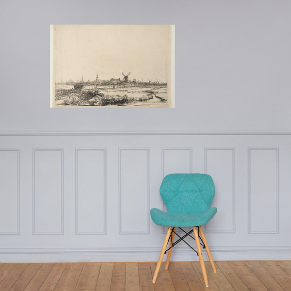 View of Amsterdam from the Northwest - Rembrandt (Rembrandt van Rijn) - ca. 1640 - Paper Poster Museum quality 7738974