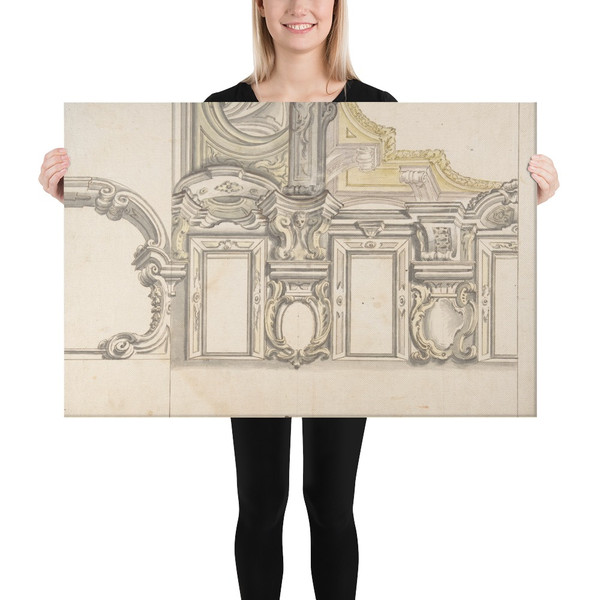 Design for an Attic Window and an Interior, with the Frame of the Ceiling Shown - Anonymous, Italian, Piedmontese, 18th century - 1700–1780 - Canvas Museum quality 7744892