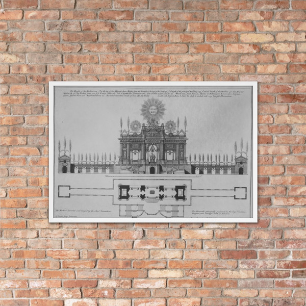 Peace of Aix-la-Chapelle: A Plan and Elevation of the Royal Fire-Works, London, 1749 - George Vertue - ca. 1749 - Matte Paper Framed Poster Museum quality 7743370