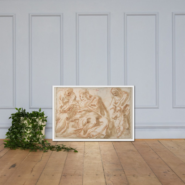 The Holy Family with Saint Elizabeth and the Infant Baptist - Cesare Pollino (Cesare dal Francia or Franchi) - 1560–1630 - Matte Paper Framed Poster Museum quality 7745289