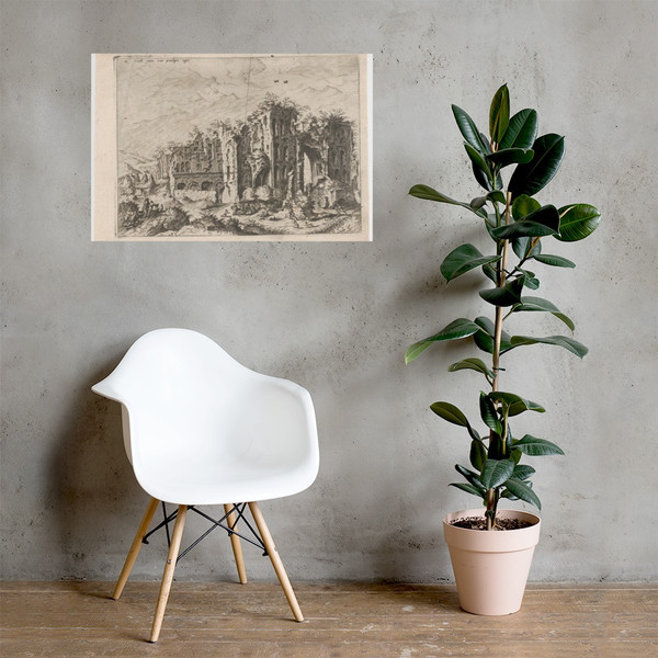 Massive Ruins with Many Figures in the Foreground from the series Roman Ruins and Buildings - Johannes van Doetecum I - 1562 - Paper Poster Museum quality 7739413