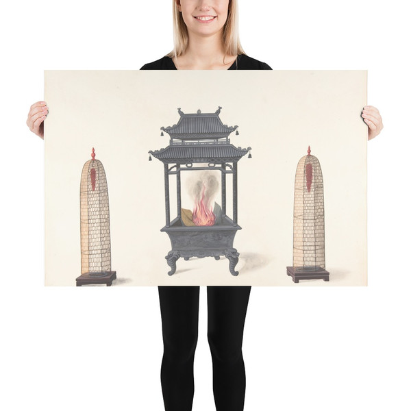 Small Stove and Two Tall Objects - Anonymous, Chinese, 19th century - 19th century - Photo Paper Poster Museum quality 7724504