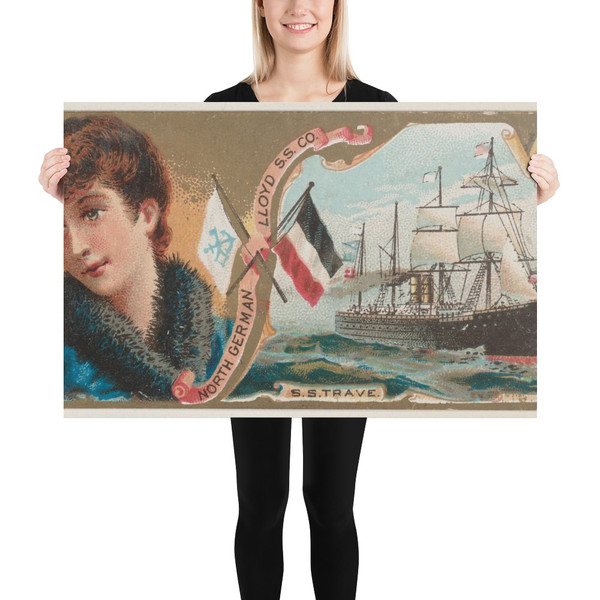 Steamship Trave, North German Lloyd Steamship Company, from the Ocean and River Steamers series (N83) for Duke brand cigarettes - W. Duke, Sons & Co. - 1887 - Photo Paper Poster Museum quality 7738026