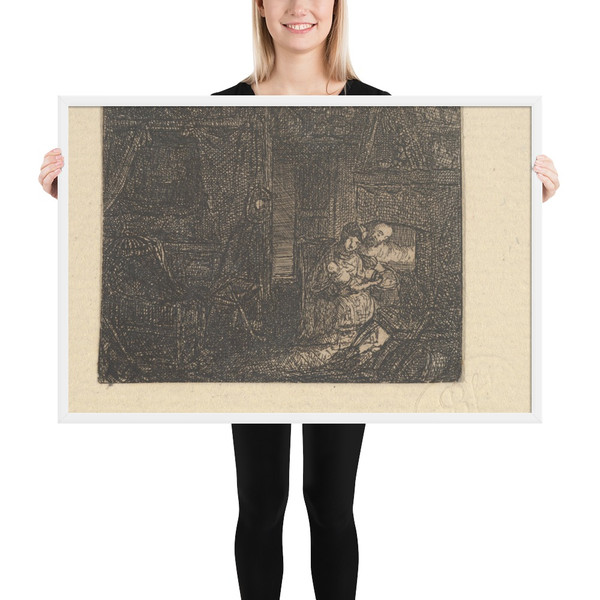 Sainte Famille dans un Intérieur (Holy Family in an Interior) - Rodolphe Bresdin - 19th century - Photo Paper Framed Poster Museum quality 7747839