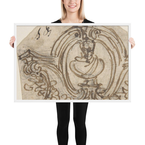 Design for an Overdoor with a Bust - Giovanni Battista Foggini - 1652–1725 - Matte Paper Framed Poster Museum quality 7741244