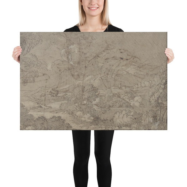 Landscape - Anonymous, French, 17th century - 17th century - Canvas Museum quality 7746467