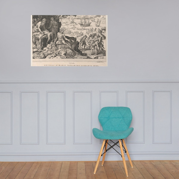 The Imperial Troops Bringing Civilization to the Indians, from The Victories of Emperor Charles, plate 6 - Dirck Volckertsz Coornhert - 1555 - Paper Poster Museum quality 7742316