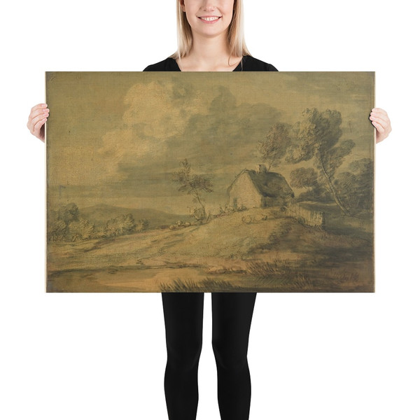 Wooded Landscape with Cottage, Cows and Sheep - Thomas Gainsborough - ca. 1770 - Paper Poster Museum quality 7743256
