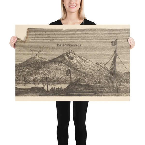 Drachenfels and Lowenburg - Wenceslaus Hollar - 1652–77 - Photo Paper Poster Museum quality 7740083
