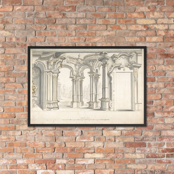 Design for a Painted Perspective Wall Decoration - Anonymous, Italian, Piedmontese, 18th century - 1700–1780 - Matte Paper Framed Poster Museum quality 7745326